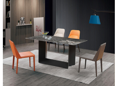 Mesa de comedor conjunto de mesa de comedor silla 5 piezas. Cuero acero inoxidable sillas