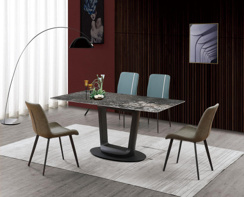 Mesa de comedor de lujo, mesa, diseño de mesa de acero inoxidable, muebles de comedor 180x90