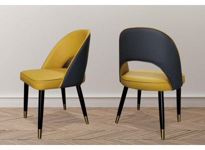 Silla 1x comedor TV asiento silla tapizada moderna amarilla.