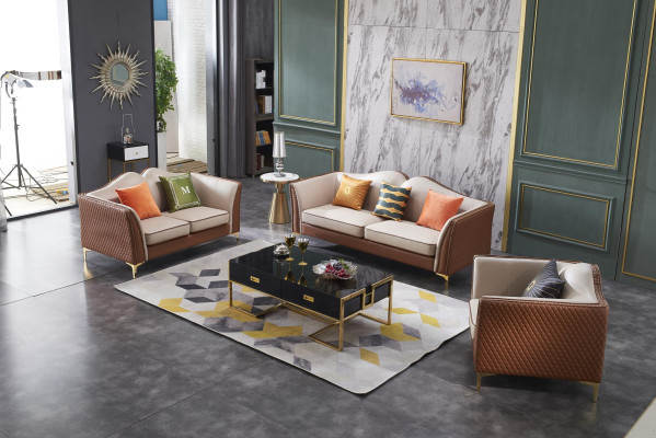 Sofá de 3 plazas + 2 plazas Conjunto clásico de sofás de cuero.