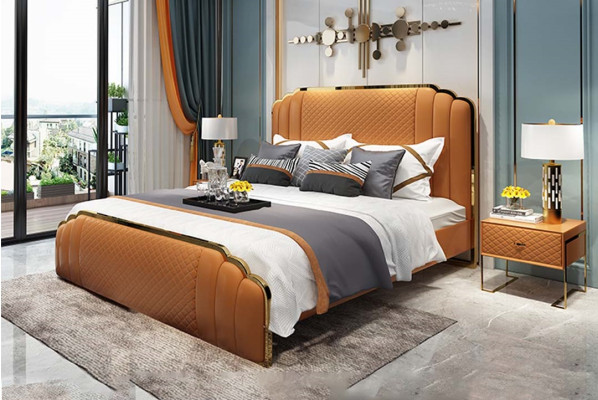Cama acolchada de diseño de lujo para hotel, cama doble matrimonial de 180x200 cm.