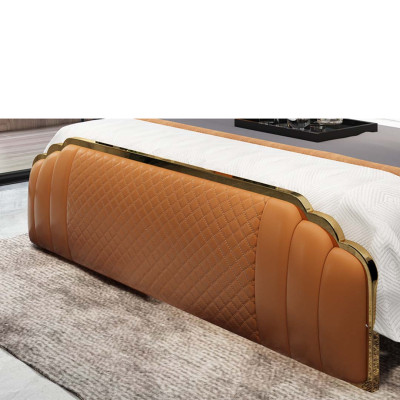 Diseño de cama de cuero para dormitorio conjunto de 3 piezas. 2 mesitas de noche camas muebles de lujo.