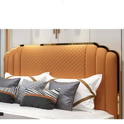 Diseño de cama de cuero para dormitorio conjunto de 3 piezas. 2 mesitas de noche camas muebles de lujo.