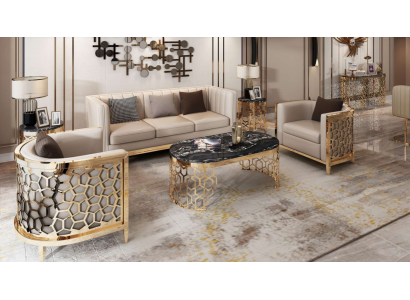 Diseño sofás tapizados Cuero Relax Moderno NUEVO Beige Conjunto de asientos 3+1+1 