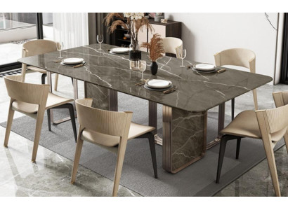 Mesa de comedor comedor Mesa de cocina de acero inoxidable moderna Mesa de diseño de mesa de metal Sala de estar