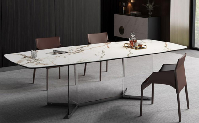 Diseño de mesa de mármol, mesas de salón, mesa de comedor de acero inoxidable, mesa de comedor moderna.