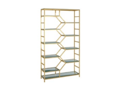 Estantería metálica separadora de diseño de lujo, estantería dorada, armario de 3 piezas.