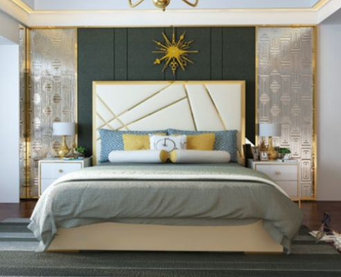 Diseño cama doble cama hotel decoración lujo dormitorio 180/200x200cm cuero.