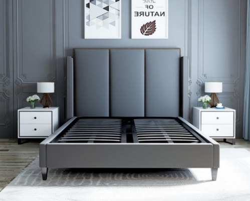 Lujo cama de cuero metal diseño oro camas tapizadas hotel 180x200cm.