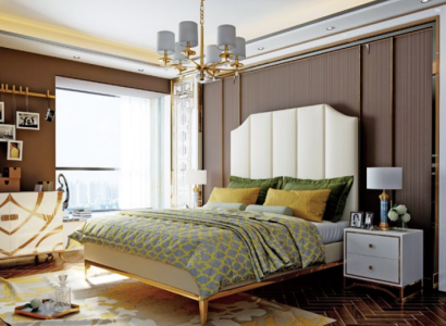 Cama Acolchado Decoración Diseño Lujo Doble Hotel Camas Habitación Cuero