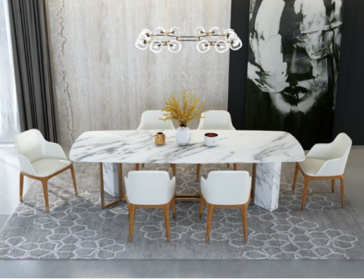 Juego completo de mesa + 6 sillas juego de decoración de comedor conjunto de comedor mesa de madera