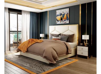 Diseño de lujo de cojines decorativos para camas dobles de hotel con cuero