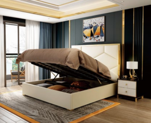 Diseño de lujo de cojines decorativos para camas dobles de hotel con cuero