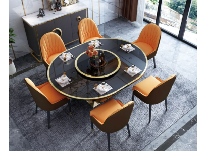 Mesa de comedor ovalada de diseño en vidrio redondo, mesas modernas extensibles.