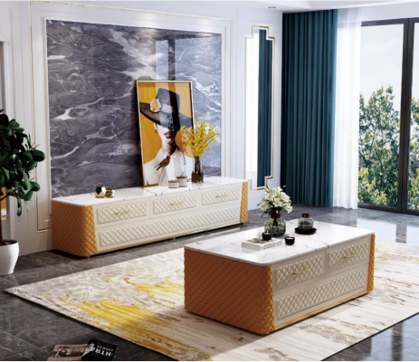Mueble de TV aparador RTV XXL mesa sala de estar de madera mármol