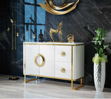 Cómoda de diseño noble Sideboard Italiano Cómodas Bajas de Cuero