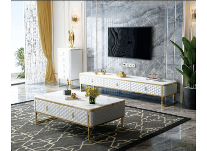 Sofá Mesa Café Mesas auxiliares Diseñador Vidrio Imitación de mármol Acero inoxidable