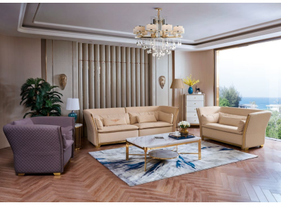 Conjunto de sofás Sofá conjunto 3+2+1 Sofá de diseño Mesa de centro de lujo de Italia