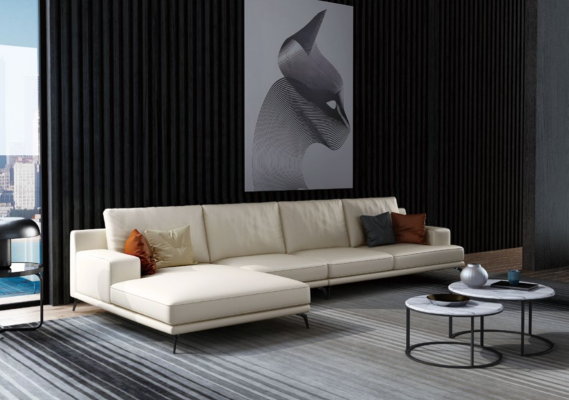 Conjunto Sofá de diseñador Sofá Chaiselongue con taburete Tapizado en sofá de sala