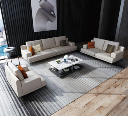 Moderno conjunto de cuero blanco 3+2 plazas sala de estar sofás exclusivos de 2 piezas.