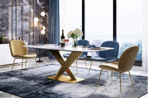 Italian Style Dining Room Group Seat Upholstered Table Set 7-piece.