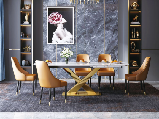 Moderna mesa de comedor de madera, mesa de comedor de 120/180 cm, habitación comedor.