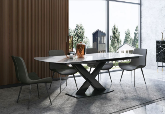 Mesa de comedor de madera moderna, mesa de madera extensible de 120/180 cm para comedor.