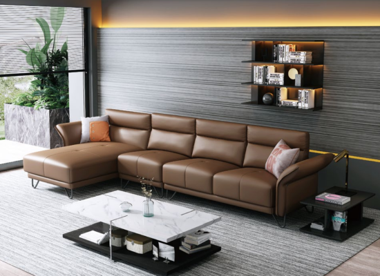 Sofá de esquina en forma de L con sillón conjunto de sofás modernos en forma de L.