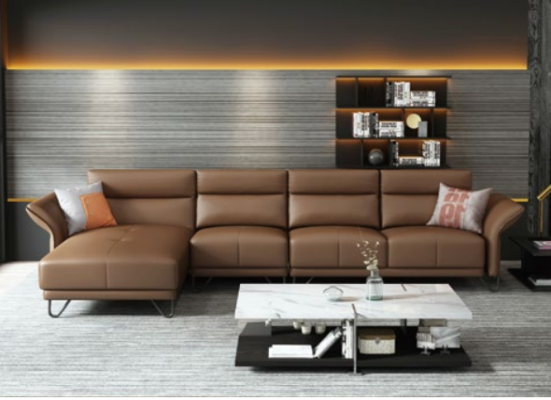Sofá de esquina en forma de L con sillón conjunto de sofás modernos en forma de L.
