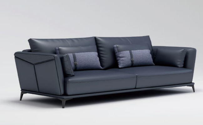 Grupo de asientos acolchados italianos 3+2+1 en cuero, sofá moderno