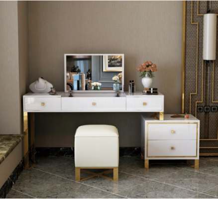Tocador Espejo Taburete Conjunto completo Cómoda Dormitorio Nuevo 3 piezas.