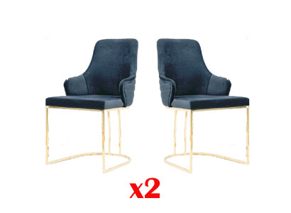 Muebles de diseñador 2 sillas doradas de madera estilo italiano para sala de estar.