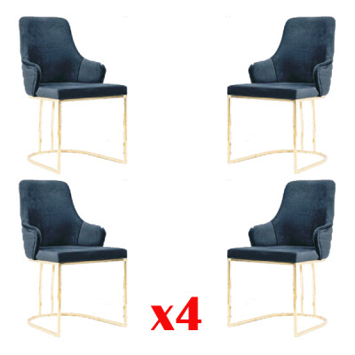 Grupo de sillas 4x sillas Silla Tela Azul Sillas Muebles Grupo Comedor