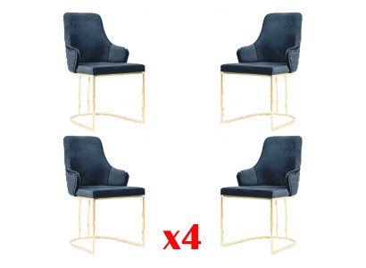 Grupo de sillas 4x sillas Silla Tela Azul Sillas Muebles Grupo Comedor