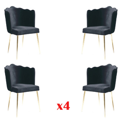 Set de comedor moderno de acero inoxidable de 4 piezas con sillas.