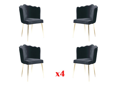 Set de comedor moderno de acero inoxidable de 4 piezas con sillas.