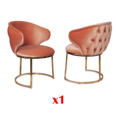 Sillas de comedor de acero inoxidable Sillón de lujo rosa Sillón de salón