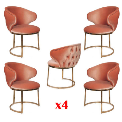 Diseño de silla Set 4x Acero inoxidable estilo italiano Juego de tapicería Nuevo