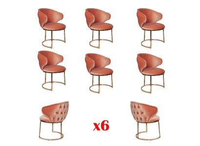 Juego de comedor 6 sillas tela Sillón de lujo rosa Sala de estar Muebles