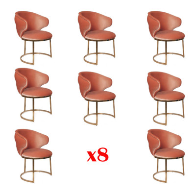 Conjunto de tela para comedor 8x silla de diseño de metal silla de respaldo juego de sillas