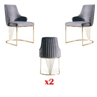 Silla 2x Comedor Nueva Sillas Sillón Tapizado de Metal Sala de Estar Diseño Muebles