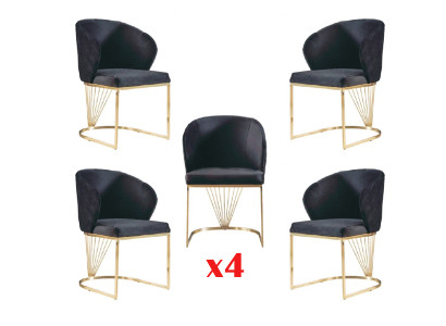 Conjunto de comedor moderno de acero inoxidable de 4 piezas Conjunto de sillas Juego de 4 sillas Nuevo.