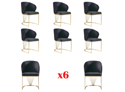Conjunto de 6 sillas de comedor de madera modernas.