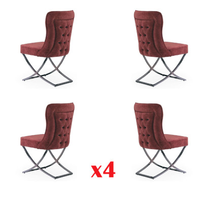 Conjunto de sillas de comedor Sillón Diseño 4 sillas Juego Grupo Tapizado