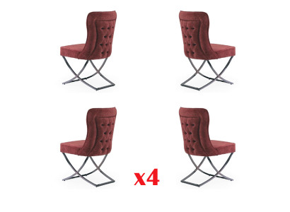 Conjunto de sillas de comedor Sillón Diseño 4 sillas Juego Grupo Tapizado