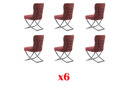 Sala de estar 6 sillas muebles de diseño de acero inoxidable silla tapizada estilo italiano