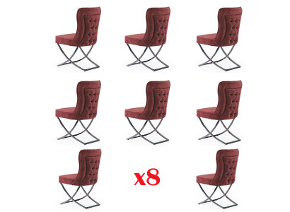 Conjunto de sillas de diseño 8 sillas de tela Grupo de sillas tapizadas para comedor de hostelería.