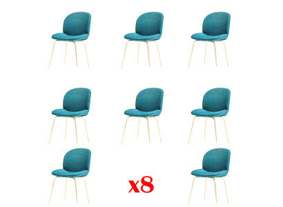 Diseño conjunto de sillas 8x sillón textil sillas de comedor tapizadas de tela nuevas.