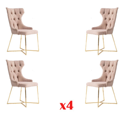 4 sillas de comedor de diseño Chesterfield de madera maciza.