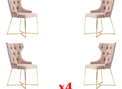 4 sillas de comedor de diseño Chesterfield de madera maciza.